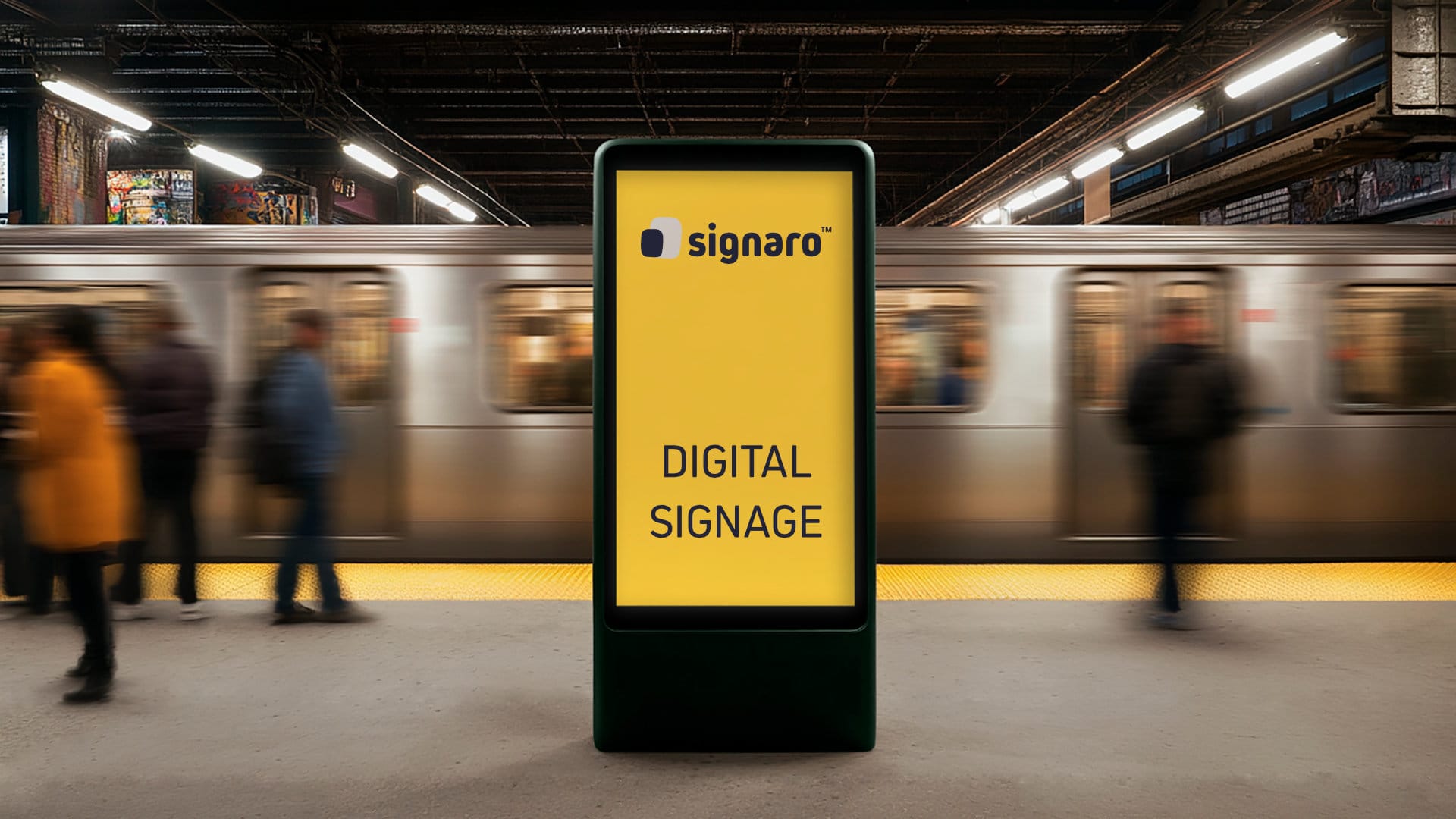 Signaro - Unsere neue Digital Signage Marke 2 Digitale Beschilderung in U-Bahn-Station