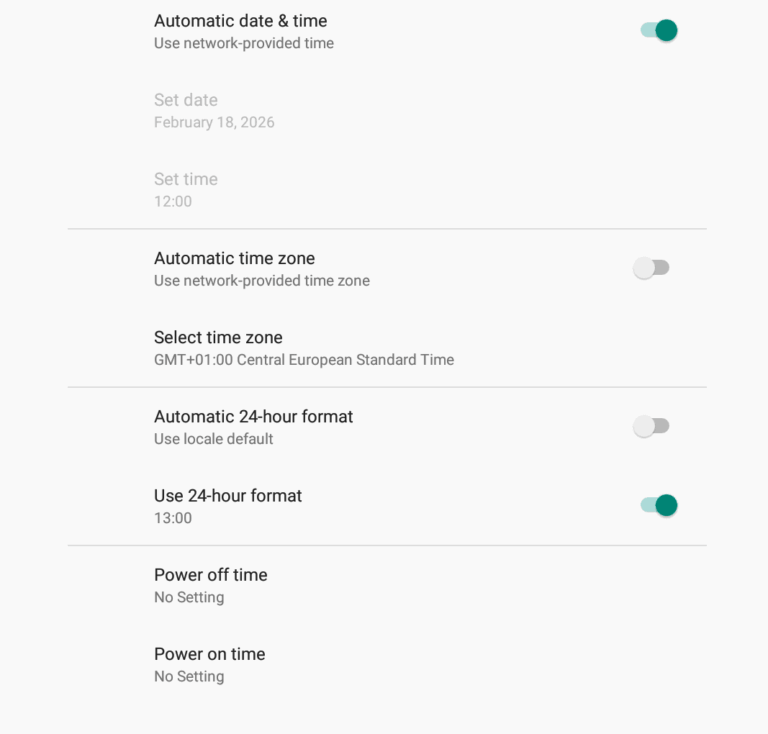 Systemeinstellungen - Android 9 Andorid Systemeinstellungen System Time e1771428459190